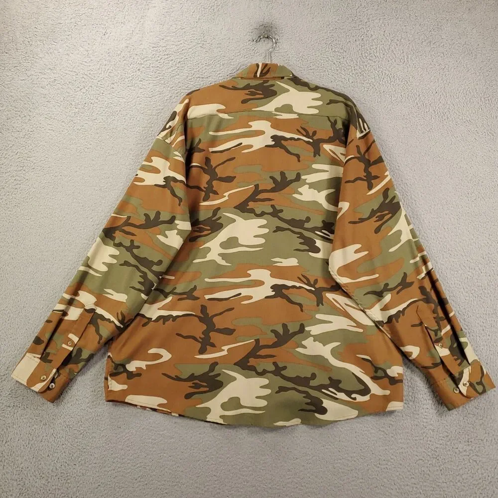 Poncho Shirt Mens Large 2XL Camo Magnetic Pockets Button Up Premium Soft Regular - Picture 8 of 8